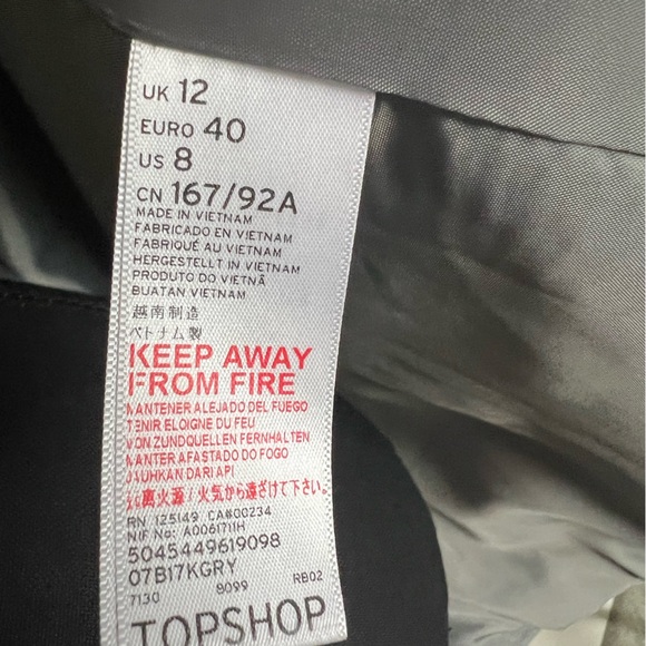 Topshop Grey Double breasted Coat Size 8 - Picture 6 of 9
